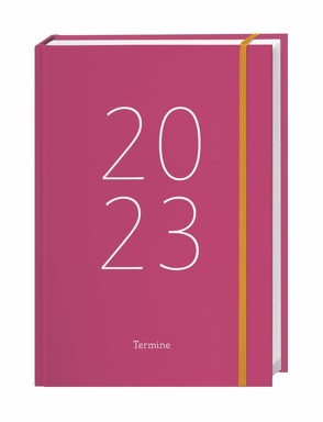 Tages-Kalenderbuch A5 2023. Pinker Terminkalender mit Schulferien und Feiertagen. Buch-Kalender mit Lesebändchen und Gummiband. Taschenkalender 2023 zum Planen von Terminen von Heye