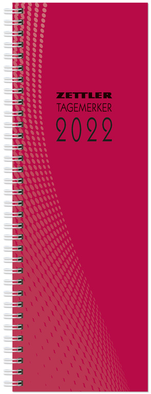 Tagevormerkbuch rot 2022 – Bürokalender 10,4×29,6 cm – 2 Tage auf 1 Seite – mit Eckperforation und Ringbindung – Tischkalender – 800-0011