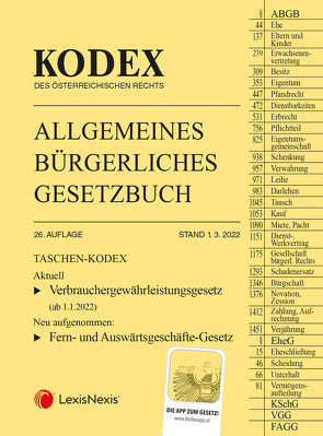 Taschen-Kodex ABGB 2022 – inkl. App von Doralt,  Werner, Mohr,  Franz