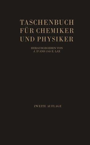 Taschenbuch für Chemiker und Physiker von D'Ans,  Jean, Lax,  Ellen