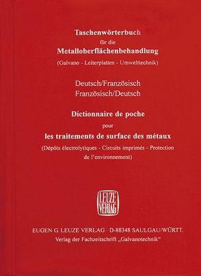 Taschenwörterbuch für die Metalloberflächenbehandlung von Hiott,  Constantin