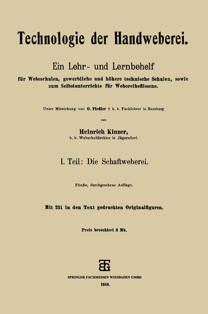 Technologie der Handweberei von Kinzer,  Heinrich