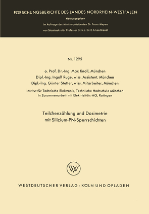 Teilchenzählung und Dosimetrie mit Silizium-PN-Sperrschichten von Knoll,  Max