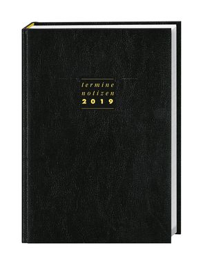 Terminer A5, Leder schwarz – Kalender 2019 von Heye