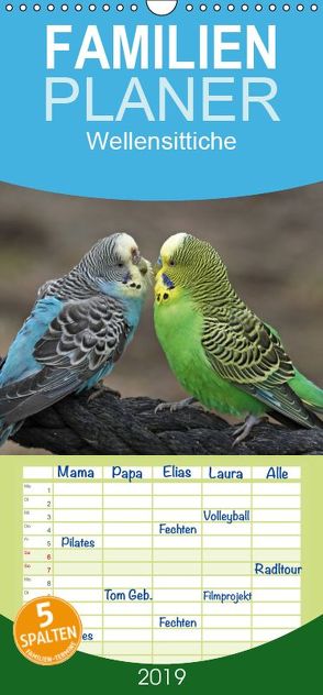Terminplaner Wellensittiche – Familienplaner hoch (Wandkalender 2019 , 21 cm x 45 cm, hoch) von Lindert-Rottke,  Antje
