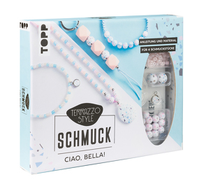 Terrazzo-Schmuckset Ciao, Bella! (pastellig/ Blau) von frechverlag