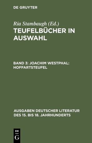 Teufelbücher in Auswahl / Joachim Westphal: Hoffartsteufel von Stambaugh,  Ria