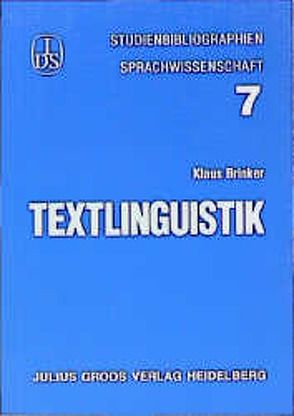 Textlinguistik von Brinker,  Klaus, Hoffmann,  Ludger