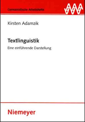 Textlinguistik von Adamzik,  Kirsten