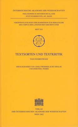 Textsorten und Textkritik von Primmer,  Adolf, Smolak,  Kurt, Weber,  Dorothea