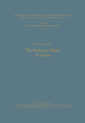 The Ptolemaic Papyri of Homer von West,  Stephanie