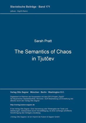 The Semantics of Chaos in Tjutčev von Pratt,  Sarah