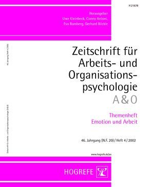 Themenheft Emotion und Arbeit von Kleinbeck,  Uwe, Wegge,  Jürgen