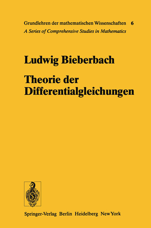 Theorie der Differentialgleichungen von Bieberbach,  Ludwig