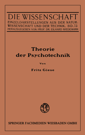 Theorie der Psychotechnik von Giese,  Fritz