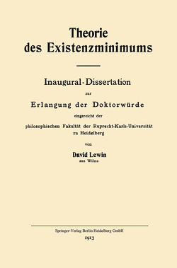 Theorie des Existenzminimums von Lewin,  David