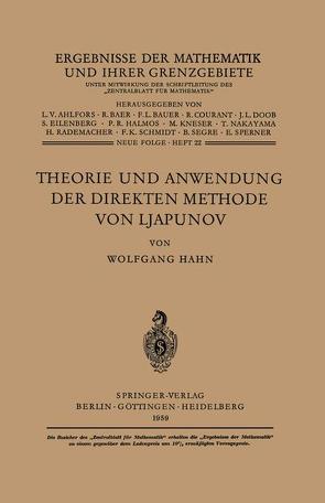 Theorie und Anwendung der direkten Methode von Ljapunov von Hahn,  Wolfgang