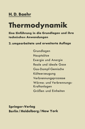 Thermodynamik von Baehr,  Hans Dieter