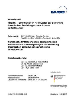 THERRI – Ermittlung von Kennwerten zur Bewertung thermischen Ermüdungsrisswachstums in Kraftwerken von Czubanowski,  Marcin, Mathes,  Friedhelm, Rieck,  Detlef, Schulz,  Axel