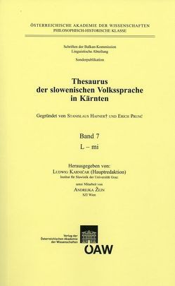 Thesaurus der slowenischen Volkssprache in Kärnten / Thesaurus der slowenischen Volkssprache in Kärnten. Band 7: L -mi von Karnicar,  Ludwig, Zejn,  Andrejka