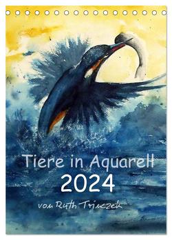 Tiere in Aquarell 2024 – von Ruth Trinczek (Tischkalender 2024 DIN A5 hoch), CALVENDO Monatskalender von Trinczek,  Ruth