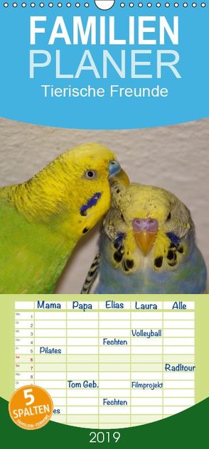 Tierische Freunde – Familienplaner hoch (Wandkalender 2019 , 21 cm x 45 cm, hoch) von kattobello