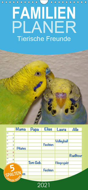 Tierische Freunde – Familienplaner hoch (Wandkalender 2021 , 21 cm x 45 cm, hoch) von kattobello