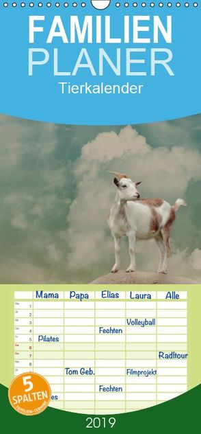 Tierkalender – Familienplaner hoch (Wandkalender 2019 , 21 cm x 45 cm, hoch) von Hultsch,  Heike