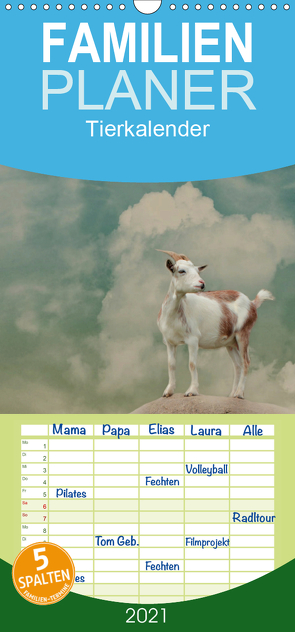 Tierkalender – Familienplaner hoch (Wandkalender 2021 , 21 cm x 45 cm, hoch) von Hultsch,  Heike