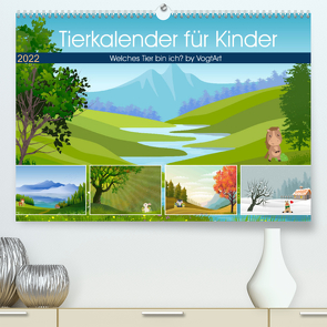 Tierkalender für Kinder (Premium, hochwertiger DIN A2 Wandkalender 2022, Kunstdruck in Hochglanz) von VogtArt