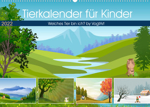 Tierkalender für Kinder (Wandkalender 2022 DIN A2 quer) von VogtArt