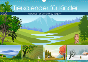 Tierkalender für Kinder (Wandkalender 2022 DIN A3 quer) von VogtArt