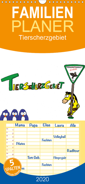 Tierscherzgebiet Kalender – Familienplaner hoch (Wandkalender 2020 , 21 cm x 45 cm, hoch) von Huber,  Steffen