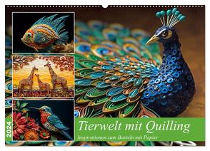 Tierwelt mit Quilling (Wandkalender 2024 DIN A2 quer), CALVENDO Monatskalender von Waurick,  Kerstin