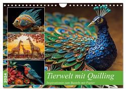 Tierwelt mit Quilling (Wandkalender 2024 DIN A4 quer), CALVENDO Monatskalender von Waurick,  Kerstin