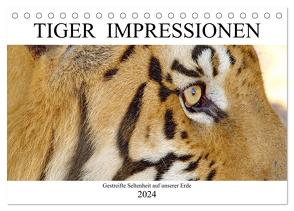 TIGER IMPRESSIONEN Gestreifte Seltenheit auf unserer Erde (Tischkalender 2024 DIN A5 quer), CALVENDO Monatskalender von Fraatz,  Barbara