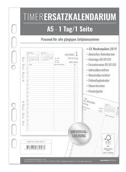 Timer Ersatzkalendarium A5 1 Tag – 1 Seite 2019 von ALPHA EDITION