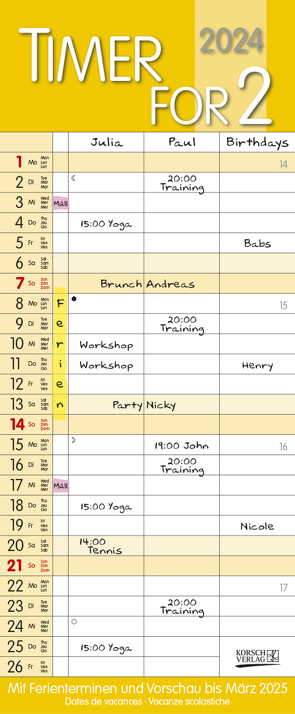 Timer for 2 Safran 2024 von Korsch Verlag
