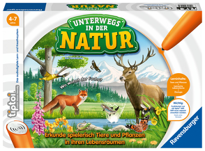 Ravensburger tiptoi Spiel 00043 Unterwegs in der Natur – Heimische Natur und Tiere entdecken, Lernspiel für Kinder ab 4 Jahren, für 1-4 Spieler