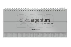 Tisch-Querkalender 1 W. auf 2 S. alpha argentum mit verl. Rückw. 2019 von ALPHA EDITION