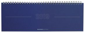 Tisch-Querkalender 1 Woche auf 2 Seiten Papyrus blau 2019 von ALPHA EDITION