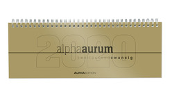 Tisch-Querkalender alpha aurum 2020 – Tischkalender – Bürokalender (29,7 x 10,5) – 1 Woche 2 Seiten – gold – Ringbindung von ALPHA EDITION