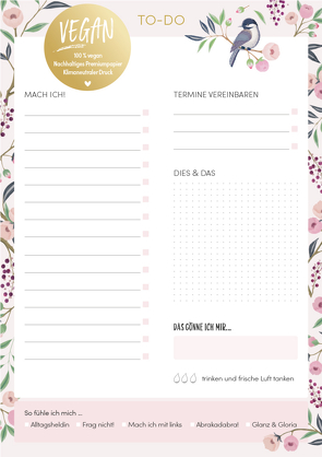 TO-DO Block „Lovely Flowers“ vegan von Korsch Verlag