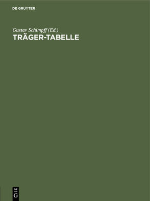 Träger-Tabelle von Schimpff,  Gustav