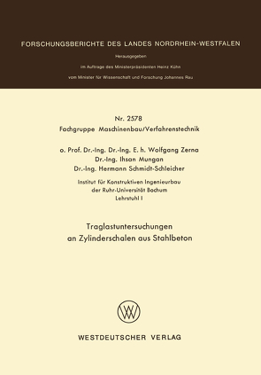 Traglastuntersuchungen an Zylinderschalen aus Stahlbeton von Zerna,  Wolfgang