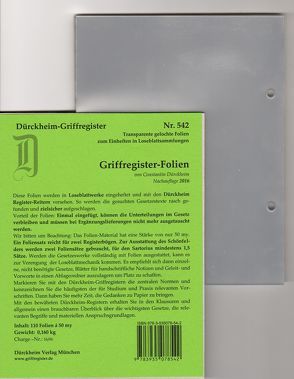 110 DürckheimRegister®-FOLIEN zum Einheften in Gesetzessammlungen von Dürckheim,  Constantin von