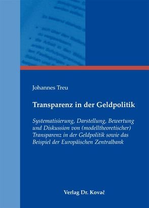 Transparenz in der Geldpolitik von Treu,  Johannes