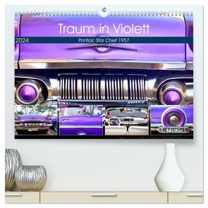 Traum in Violett – Pontiac Star Chief 1957 (hochwertiger Premium Wandkalender 2024 DIN A2 quer), Kunstdruck in Hochglanz von von Loewis of Menar,  Henning