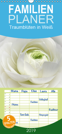 Traumblüten in Weiß – Familienplaner hoch (Wandkalender 2019 <strong>21 cm x 45 cm</strong> hoch) von Cross,  Martina