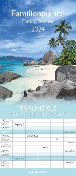 Traumziele 2024 Familienplaner – Familienkalender – Wandkalender – 19,5×45